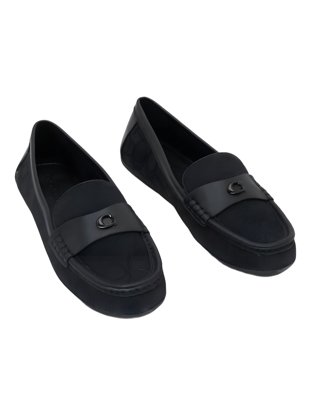 COACH Sculpted C Signature Round Toe Classic Loafer Flats Black Size 8M